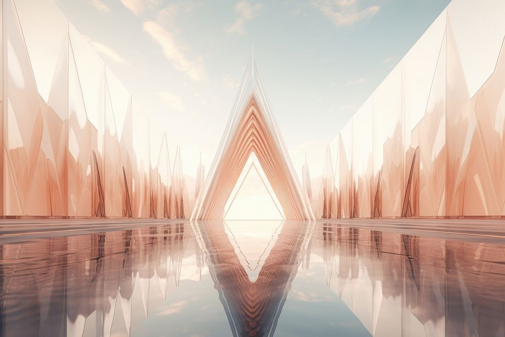 3d illustration in surreal abstract style of church backgrounds outdoors architecture.