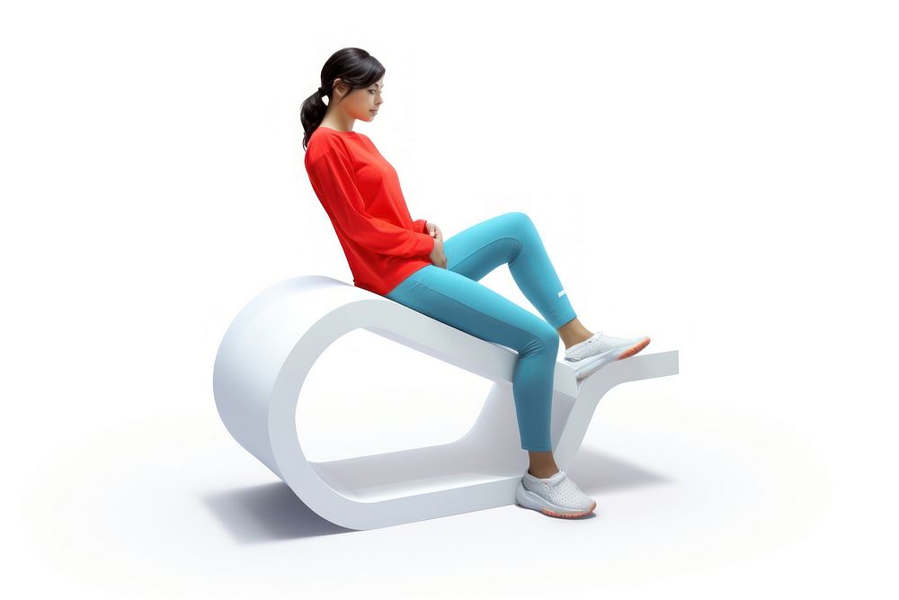 Woman stretching leg furniture sitting sports.