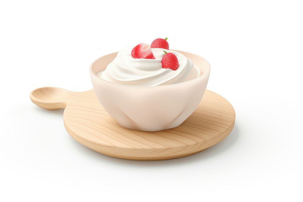 Yogurt in wooden bowl dessert cream food.