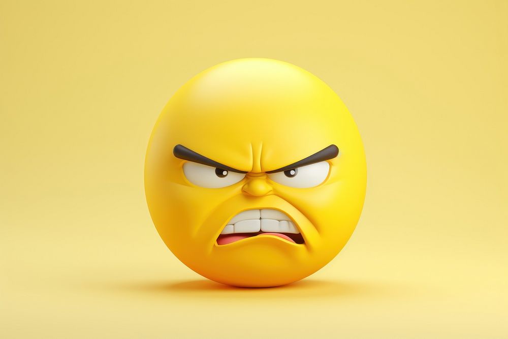 Angry emoji yellow face representation | Free Photo Illustration - rawpixel