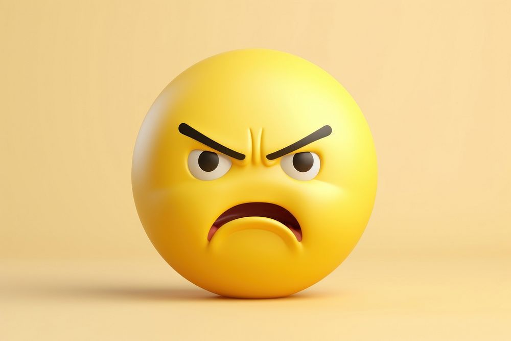 Angry emoji yellow face anthropomorphic representation frustration.