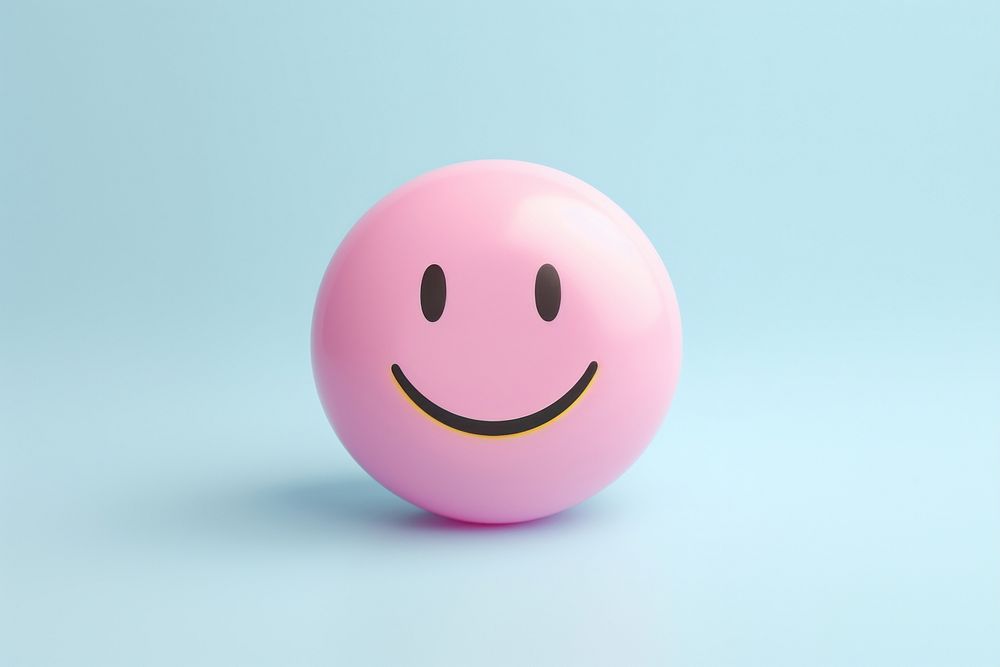 Happy emoji icon face sphere anthropomorphic celebration.