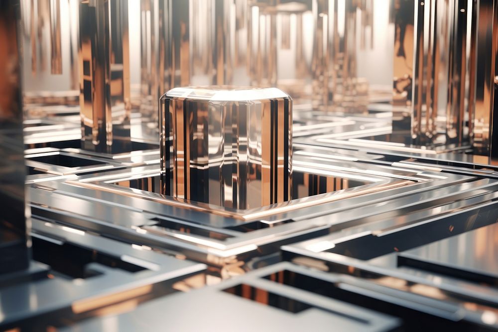 3d render of a space in surreal abstract style architecture backgrounds metal.