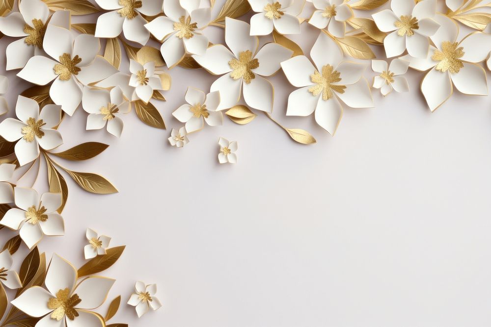 White gold floral border flower backgrounds pattern.