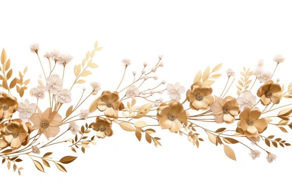 Wildflower floral border pattern plant gold.