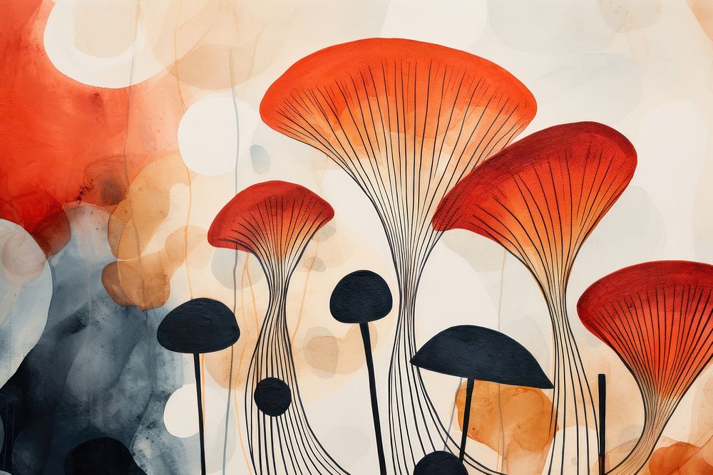 Abstract mushrooms shape background backgrounds painting plant.