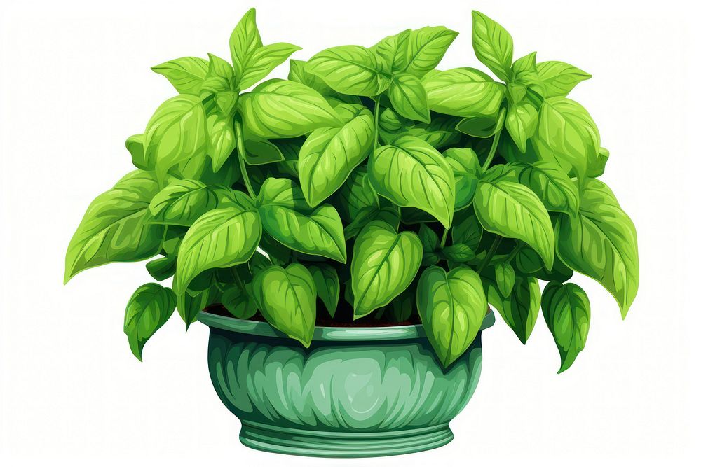 Basil in a pot plant green herbs.