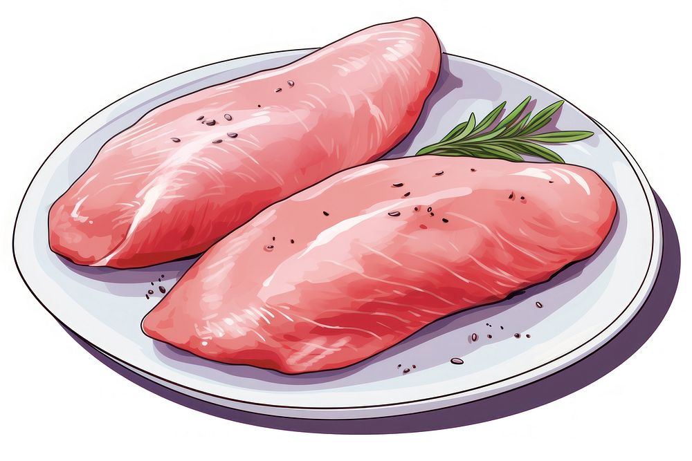 Raw chicken fillets plate meat food.
