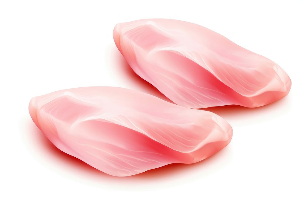 Raw chicken fillets petal food white background.