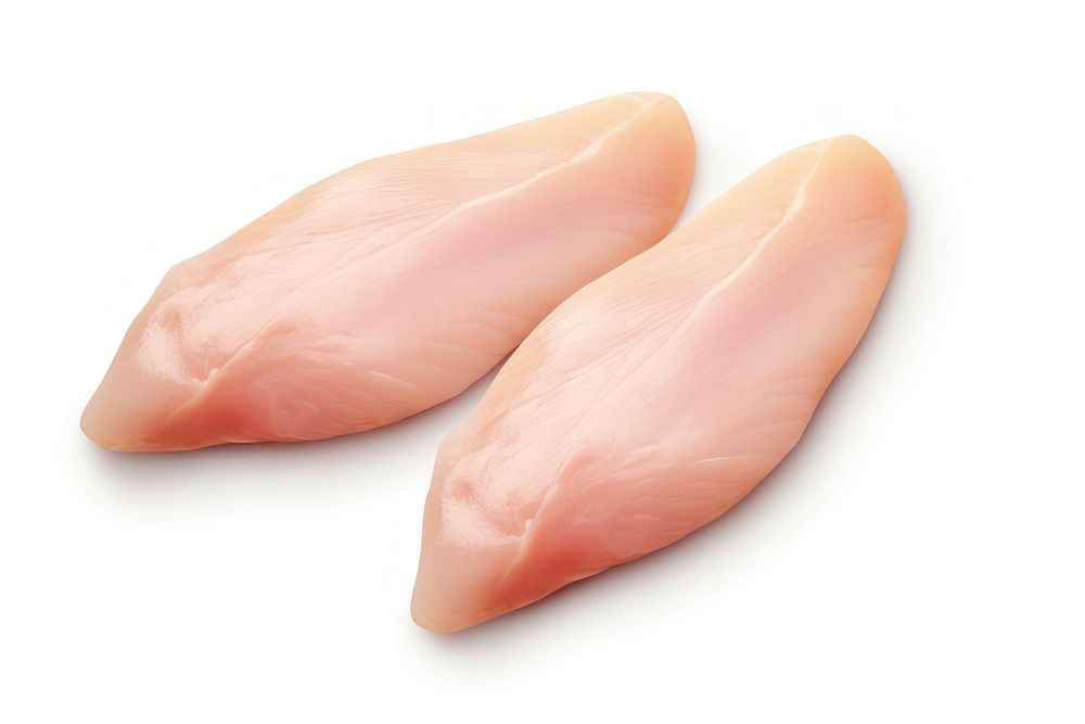 Raw chicken fillets food meat white background.