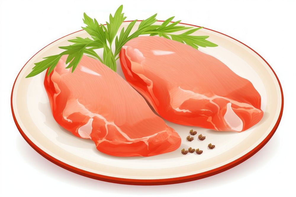 Raw chicken fillets food meat prosciutto.