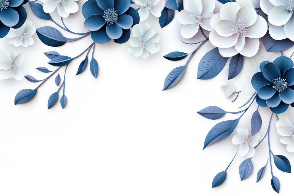 Blue floral border flower backgrounds pattern.