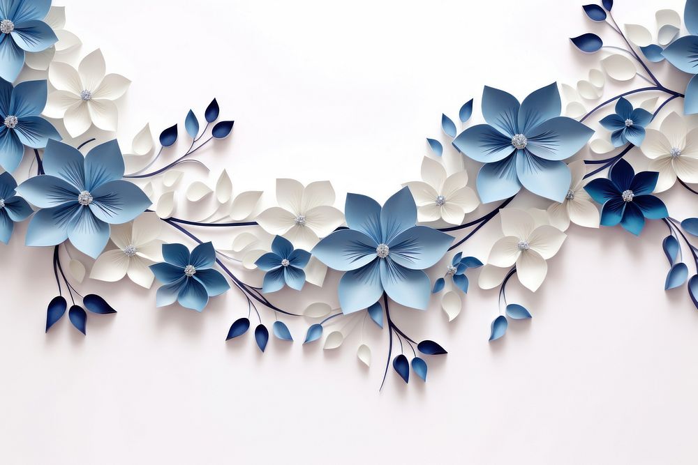 Blue floral border flower jewelry pattern.