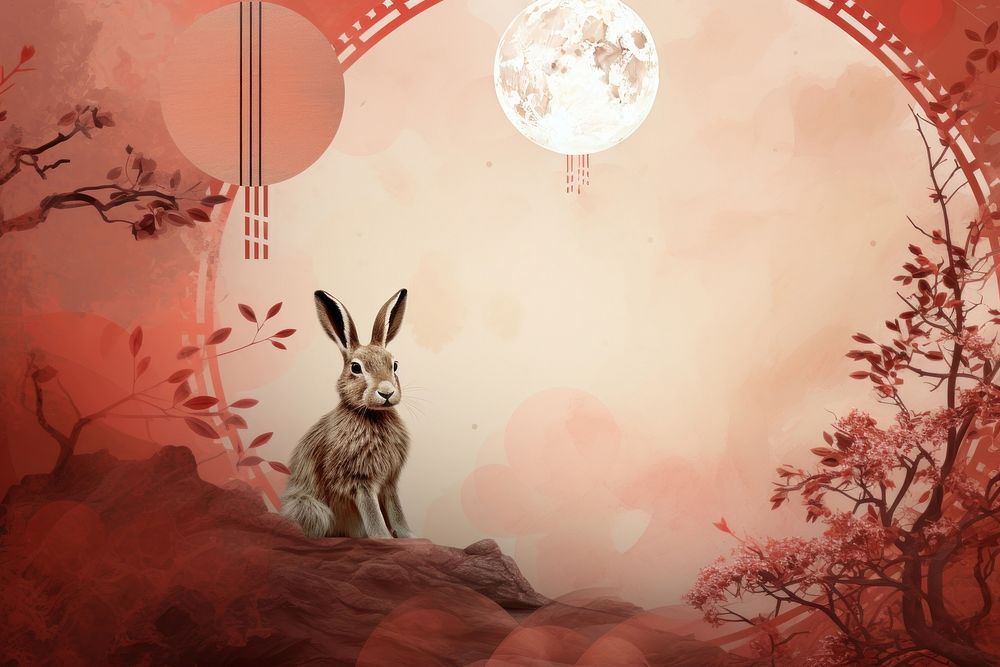 Chinese New Year style of rabbit and the moon animal mammal rodent.