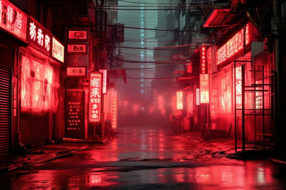 Chinese city street light alley.