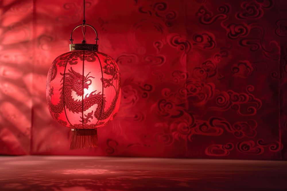 Chinese new year lantern light red.