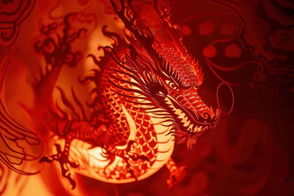 Chinese new year dragon lantern red.