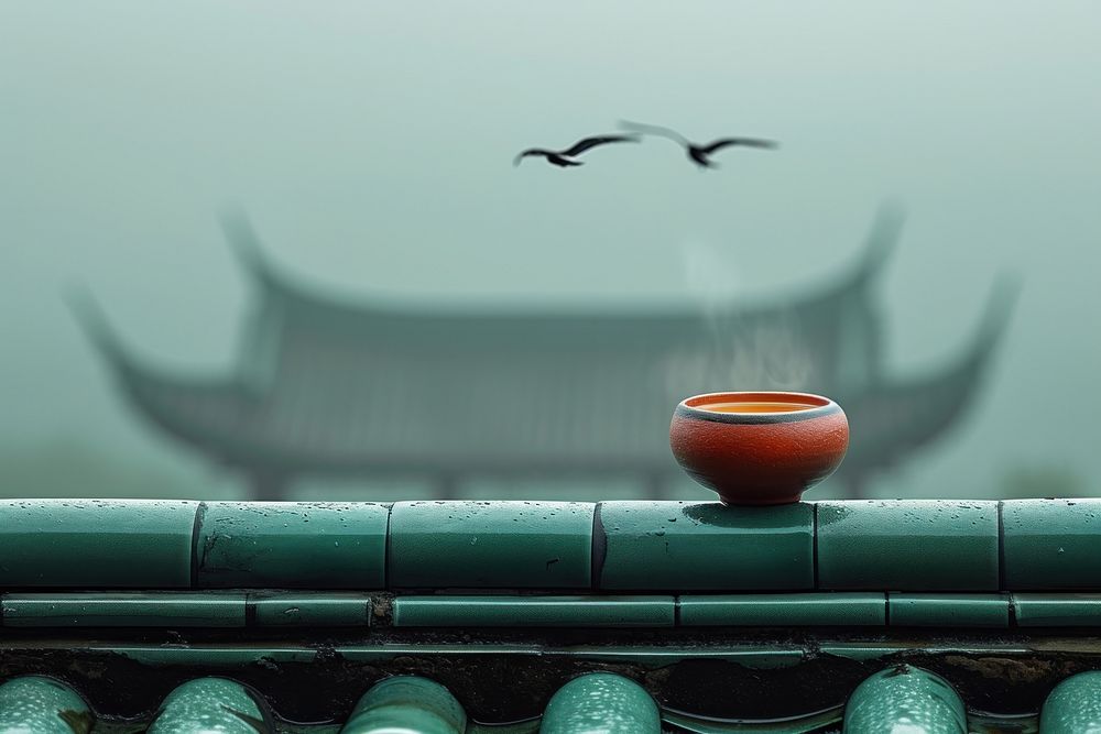 Chinese traditional roof architecture flying bird.