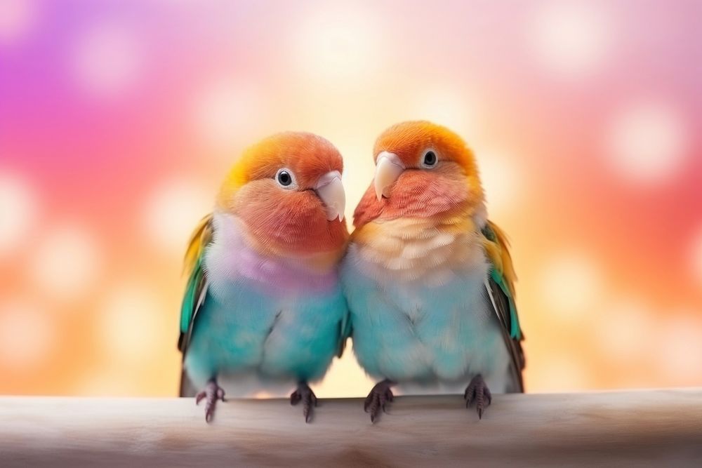 Couple birds animal parrot beak.