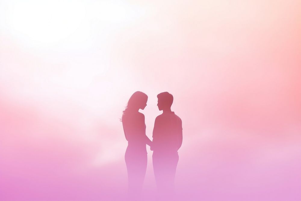 Lgbt couple backlighting silhouette adult.