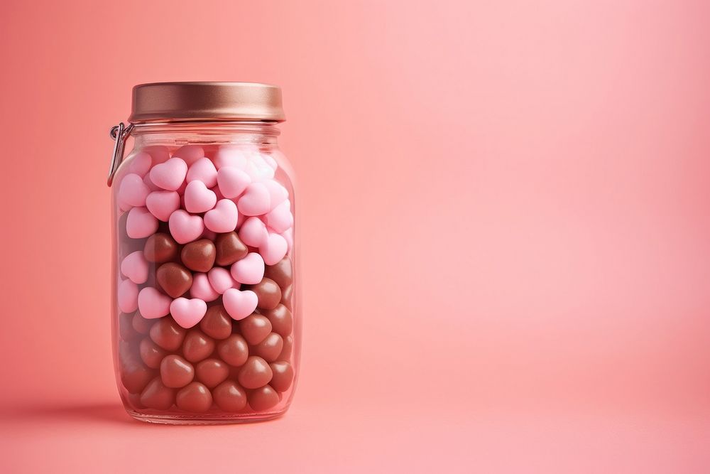 Jar confectionery pink food.