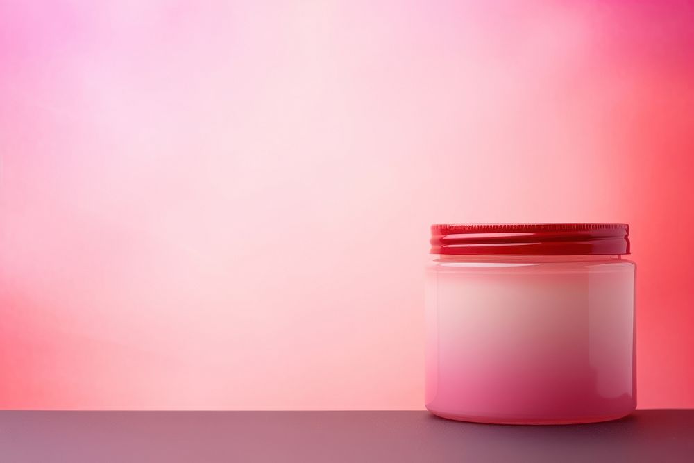 Jar pink red container.