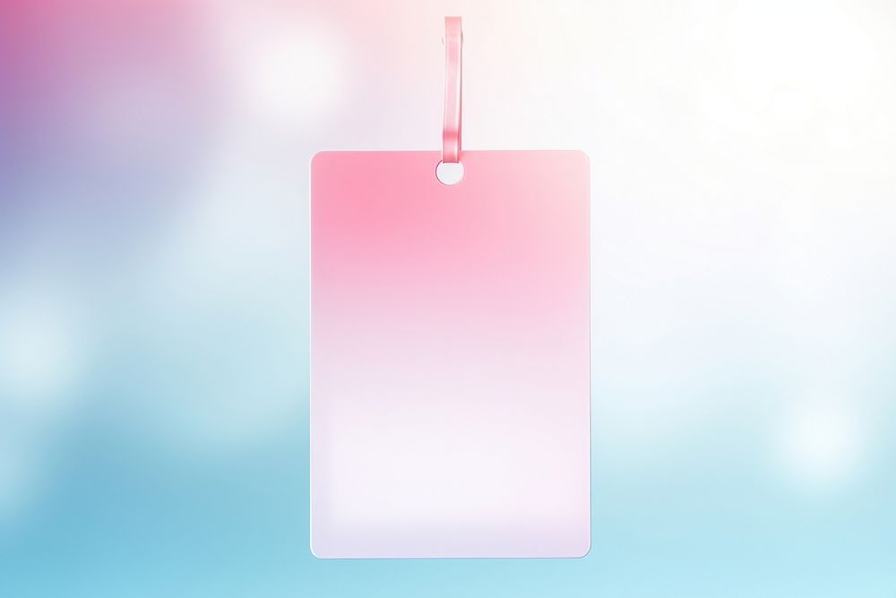 Bag tag gradient background text pink red.