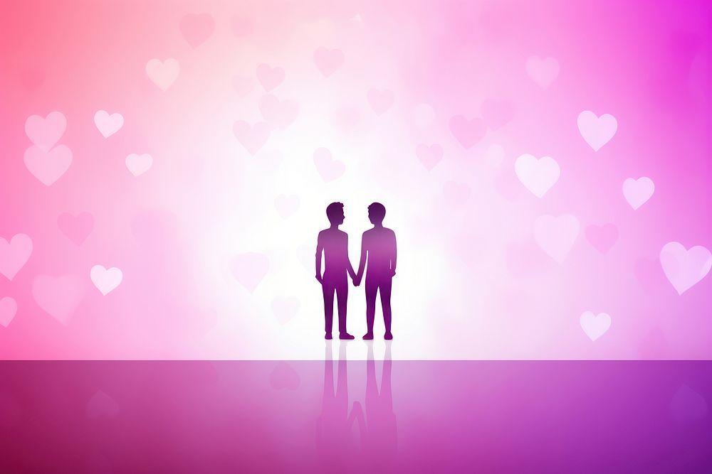 Gay couple background silhouette purple love.