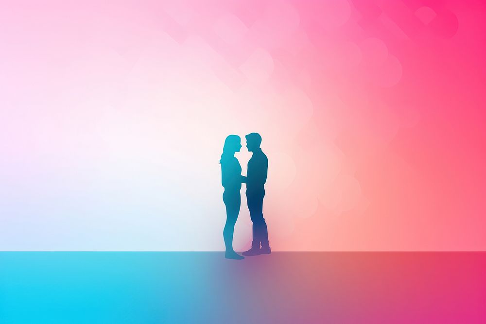 Gay couple gradient background love red togetherness.