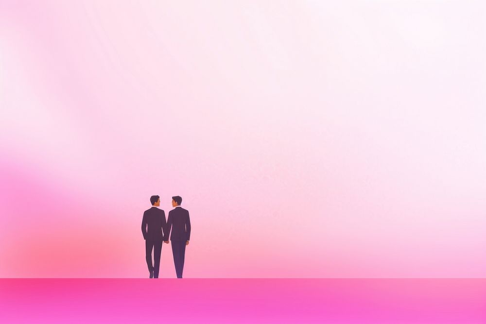 Gay wedding couple gradient background love pink togetherness.