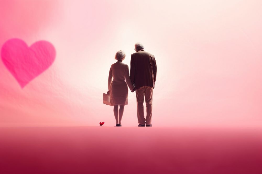Old couple gradient background romantic adult love.