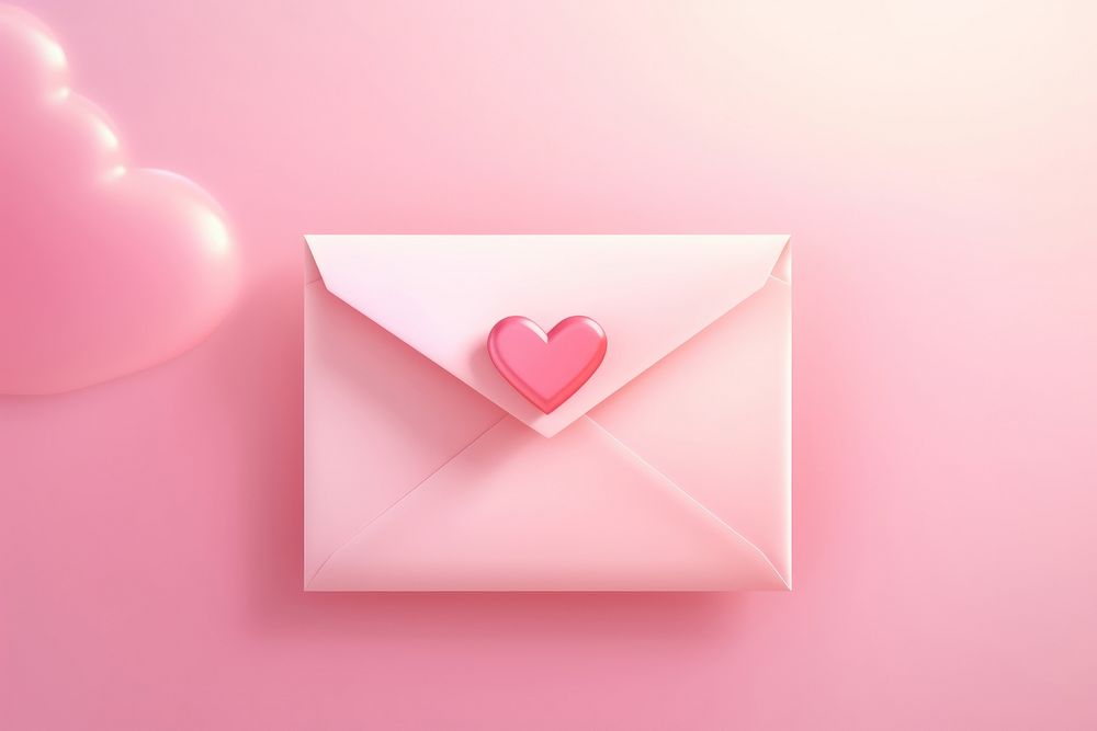 Love letter envelope pink pink background.