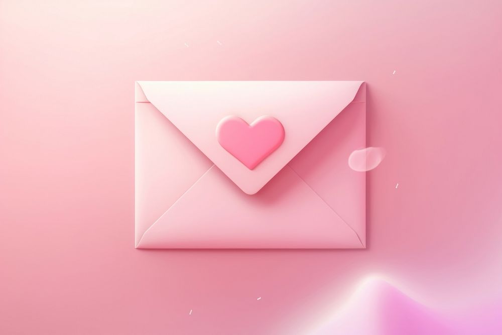 Love letter envelope pink red.