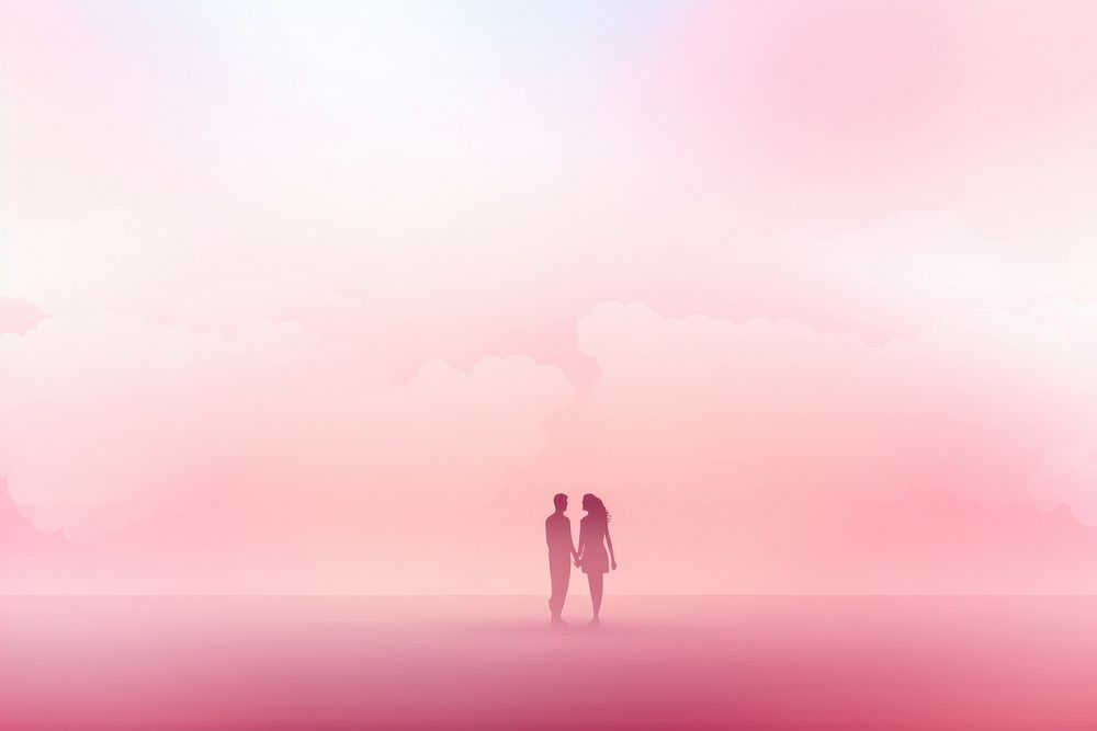 Lovely couple gradient background outdoors walking nature.