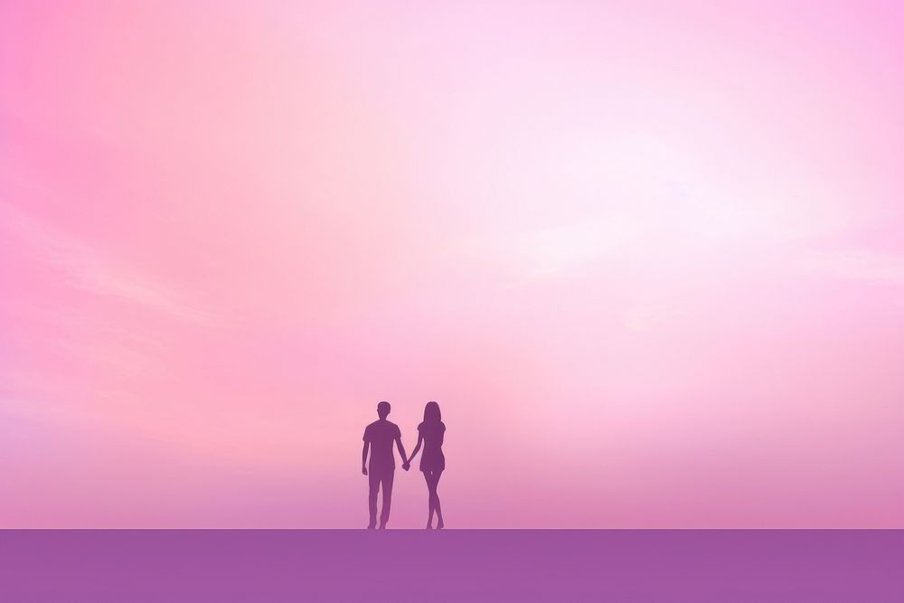 Lovely couple gradient background outdoors nature pink.