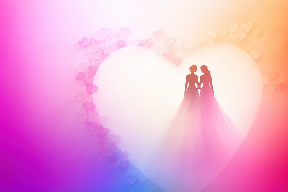 LGBT wedding gradient background adult bride love.