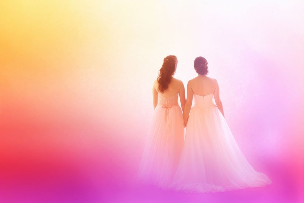 LGBTQ wedding gradient background fashion adult bride.