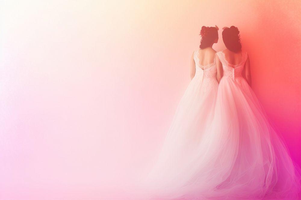 LGBTQ wedding gradient background fashion dress bride.
