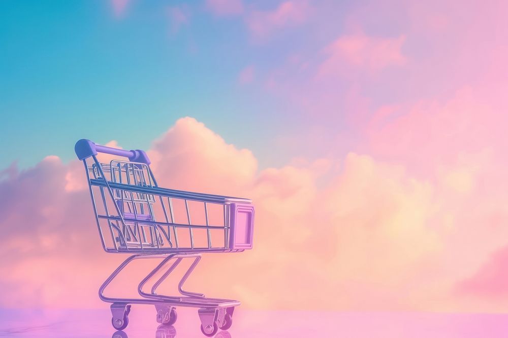 Shopping cart gradient background consumerism tranquility outdoors.