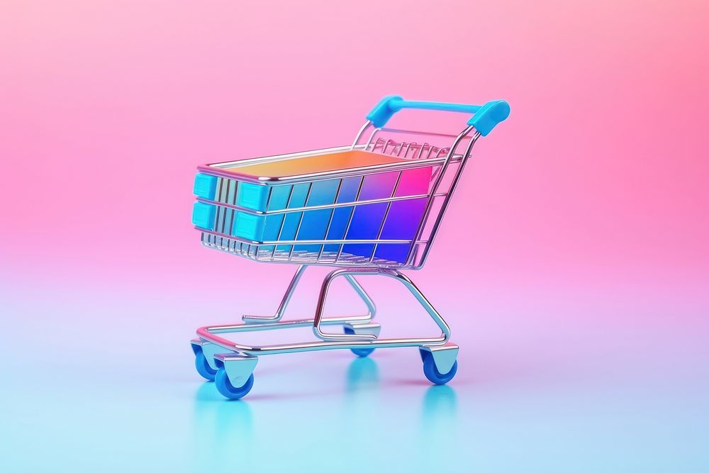 Shopping cart gradient background consumerism supermarket variation.
