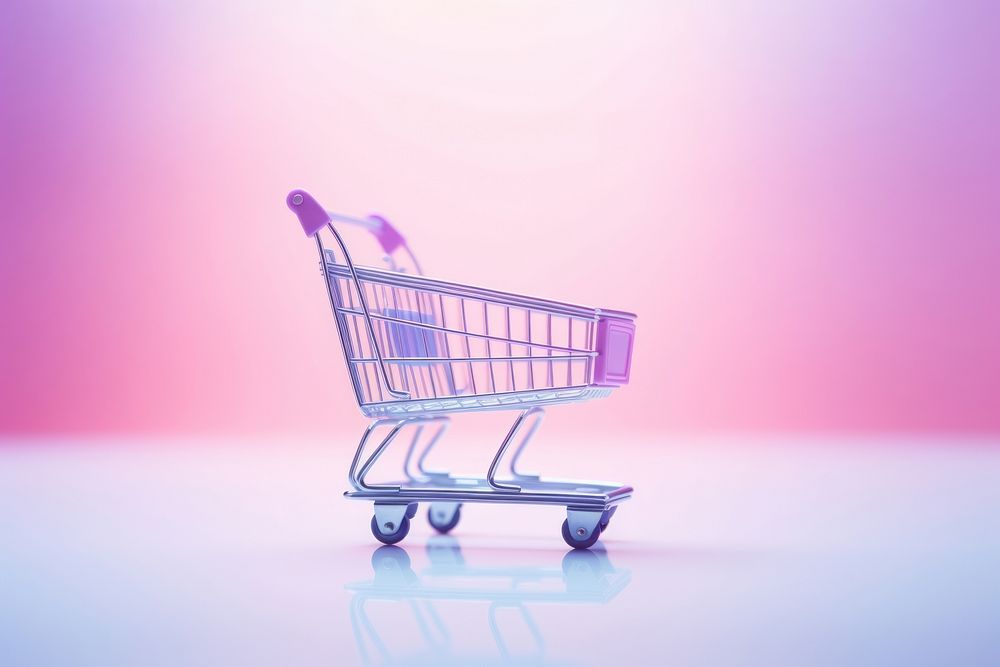 Shopping cart gradient background pink transportation consumerism.