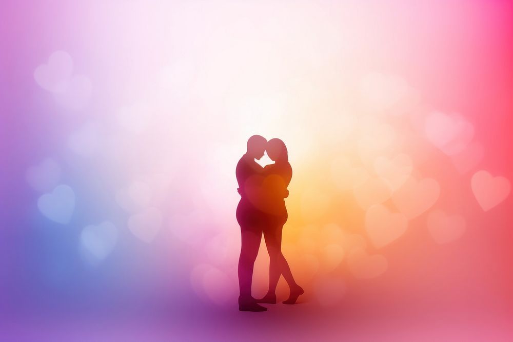People hugging gradient background romantic kissing adult.
