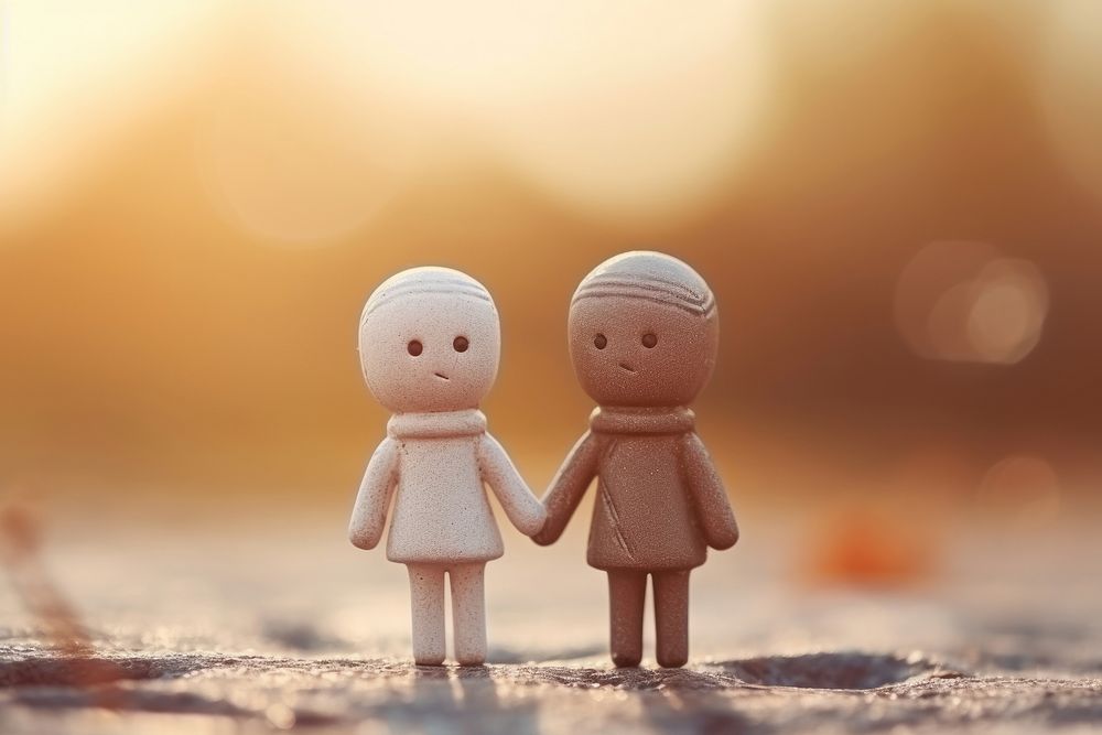 Person holding hands background love toy representation.