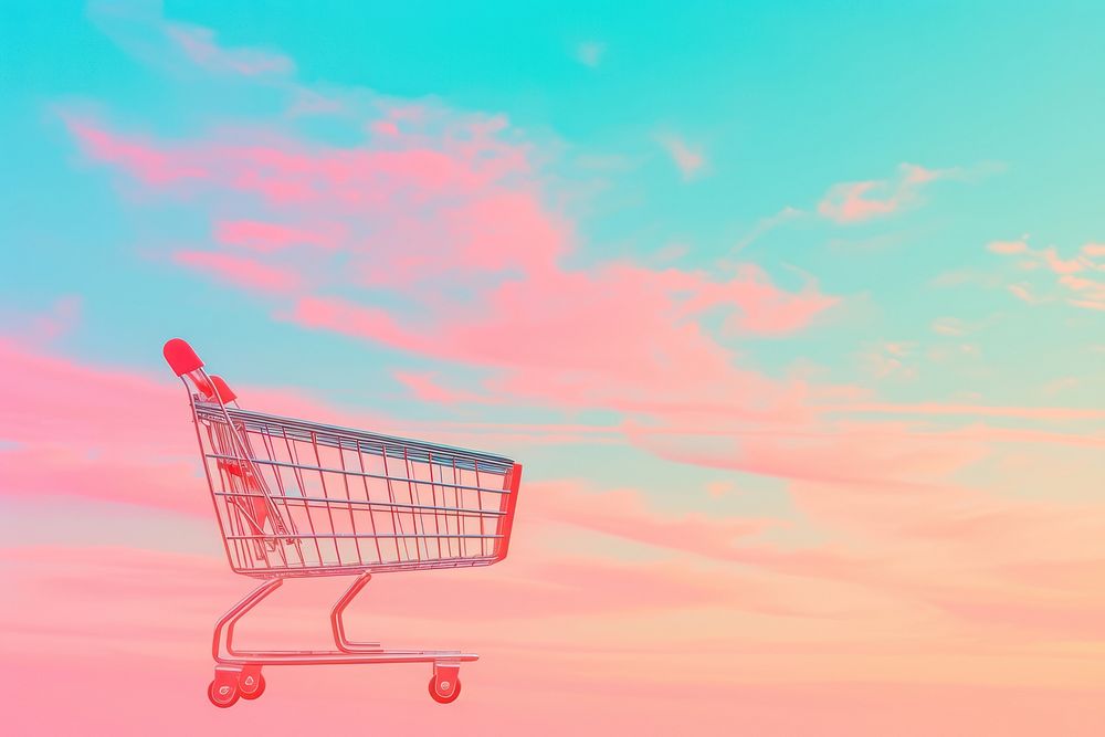 Red shopping cart gradient background backgrounds consumerism tranquility.