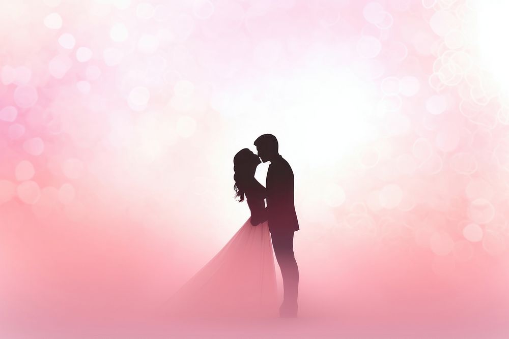 Wedding couple gradient background romantic kissing adult.