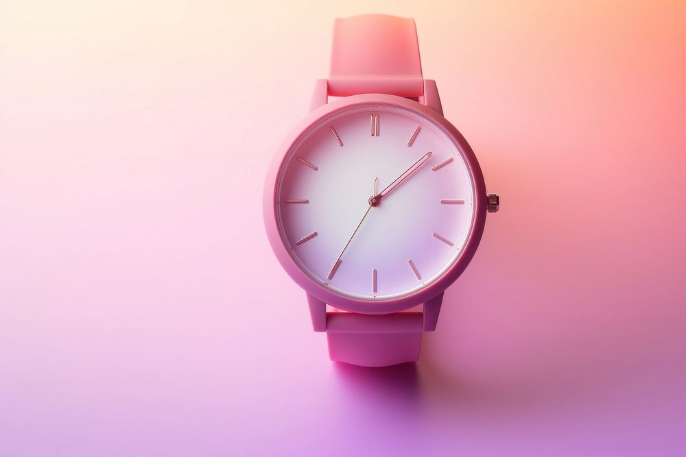 Wristwatch gradient background pink accuracy deadline.