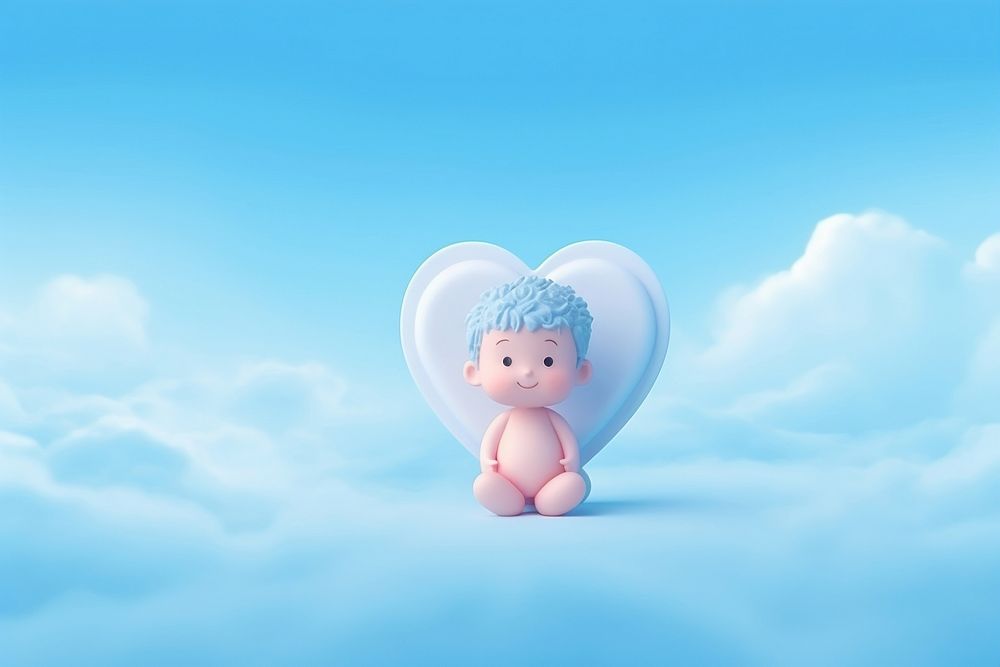 Valentine cherub cute blue representation.