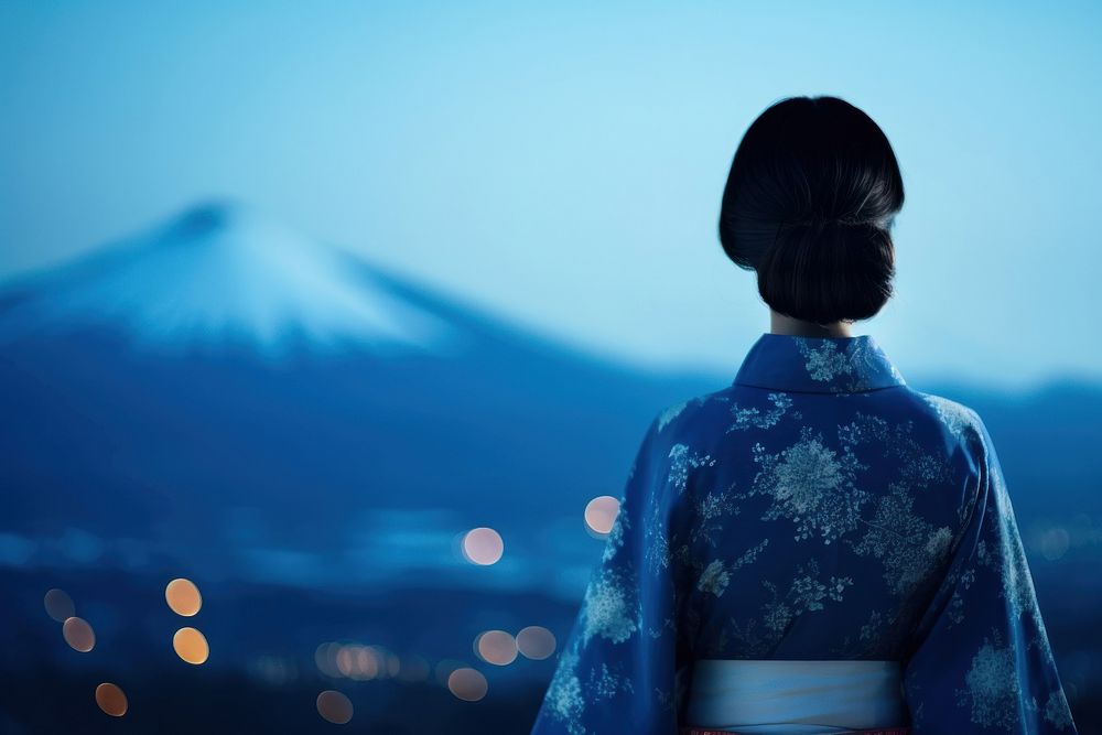 Woman wearing yukata kimono adult back.