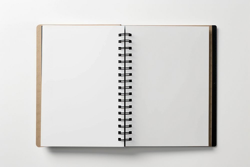 Open spiral bound notepad Kraft Paper diary paper white.