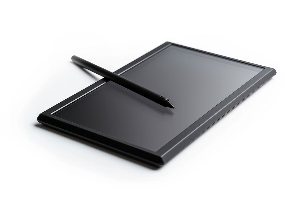 Professional graphics tablet with a digitized pen computer white background electronics.